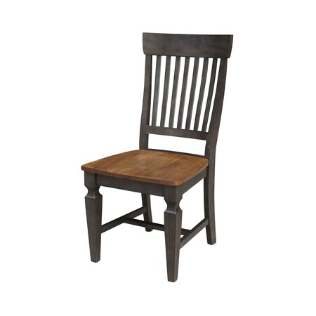 International Concepts Vista Slat Back Chair, Set of 2 Chairs, Hickory/Washed Coal C45-65P